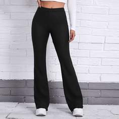Одноцветный Повседневный Брюки Shein