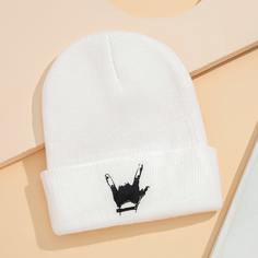 Вязаная шапка с мультипликационным рисунком Shein