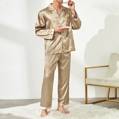 Мужская атласная пижама с геометрическим принтом Shein