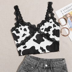 Слинг-топ с кружевной отделкой Shein