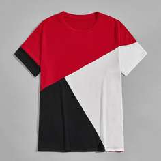 Мужская футболка с короткими рукавами в стиле колор-блок Shein