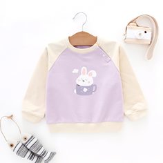 Контрастный свитшот с мультипликационным рисунком для девочек Shein