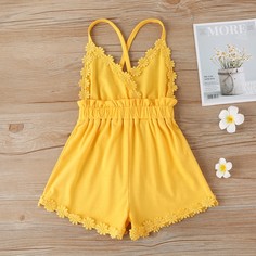 Комбинезон на бретельках с цветочной вышивкой для девочек Shein