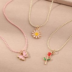 3шт ожерелье с бабочкой для девочек Shein