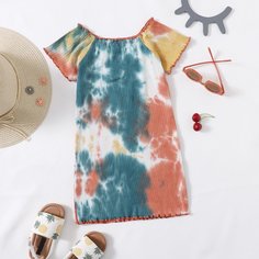 Платье-футболка с принтом тай дай для девочек Shein