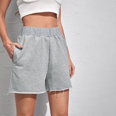 Карман Одноцветный Повседневный Шорты Shein