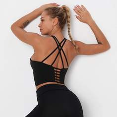 крест на крест Одноцветный Спортивные бюстгальтеры Shein