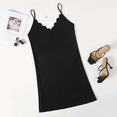 Платье размера плюс на бретельках с фестончатой отделкой Shein