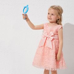 Сетчатое платье с аппликацией для девочек Shein