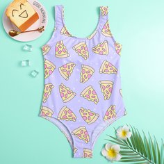 Слитный купальник с принтом пиццы для девочек Shein