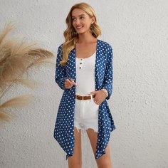 Асимметричное пальто в горошек с оборкой Shein