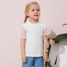 Футболка с пышным рукавом для девочек Shein