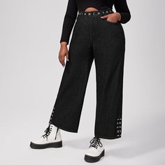 на пуговицах Одноцветный Джинсы размер плюс Shein