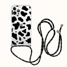 Прозрачный чехол для телефона с коровьим узором и шнурком Shein