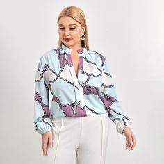 Блузка размера плюс с принтом цепочки Shein