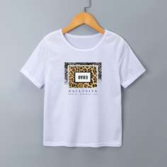 Футболка с леопардовым принтом для девочек Shein