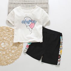 Шорты и футболка с принтом для мальчиков Shein