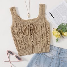 Трикотажный топ на шнуровке Shein