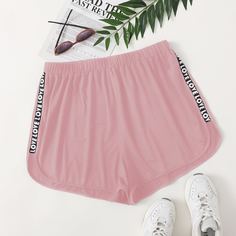 лента буква Повседневный Шорты размер плюс Shein