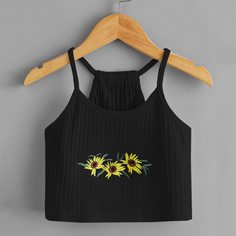 Майка с цветочной вышивкой для девочек Shein