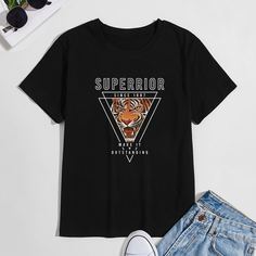 Мужская футболка с принтом тигра Shein