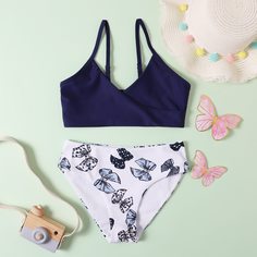 Мультяшный принт милый Купальники для девочек Shein