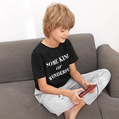 Пижама с текстовым принтом для мальчиков Shein