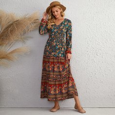Цветочный принт Бохо Платье Shein