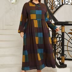 Платье размера плюс в клетку Shein