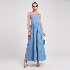 Джинсовое платье на бретельках Shein