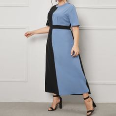 Контрастное платье размера плюс с высокой талией Shein