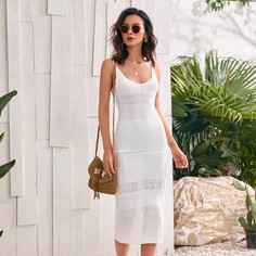 Трикотажное платье на бретельках с открытой спиной Shein