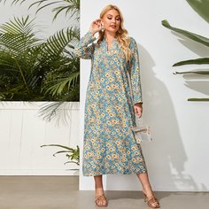 Цветочный Повседневный Платья размер плюс Shein