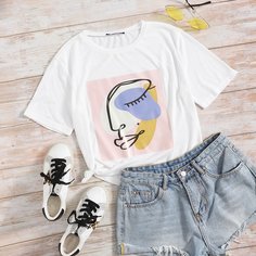 Объект Повседневный Футболки Shein