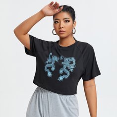 Животный Повседневный Футболка размера плюс Shein