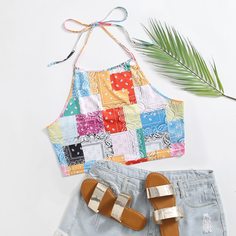 узел сзади Пейсли Бохо Размера плюс жилет Shein