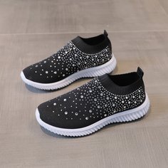 со стразами Одноцветный Спортивный Кроссовки Shein