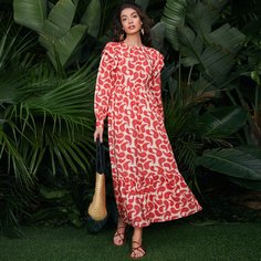 на молнии Пейсли Бохо Платье Shein