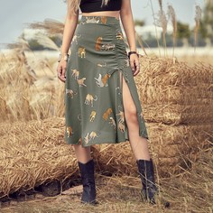 Юбка с животным принтом и высокой талией Shein