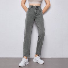 Прямые джинсы с высокой талией Shein