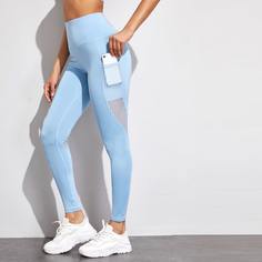 Спортивные леггинсы с широкой талией и карманом для телефона Shein