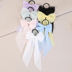7шт резинка для волос с бантом в горошек для девочек Shein