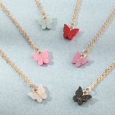 6шт ожерелье с бабочкой для девочек Shein