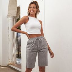 Шорты на кулиске с карманом Shein