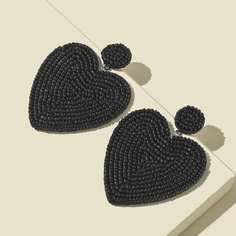 Серьги-подвески с сердечком из бусин Shein