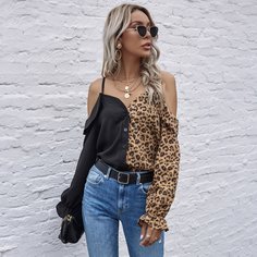 Леопардовый Повседневный Блузы Shein