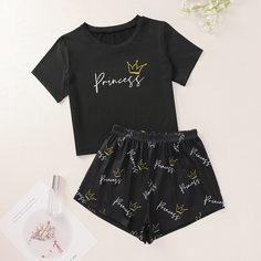 Пижама с оригинальным принтом Shein