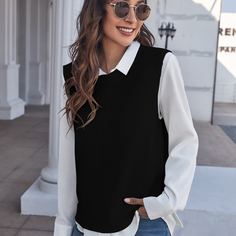 Однотонный трикотажный жилет без блузки Shein