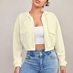 Куртка на кулиске с капюшоном Shein