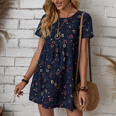 Платье с оборкой и цветочным принтом Shein